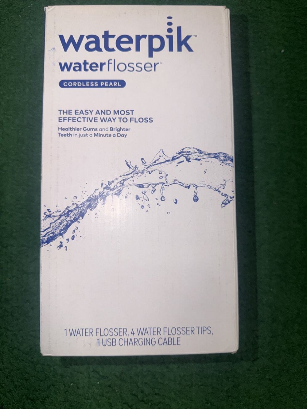 Waterpik Cordless Pearl Water Flosser with 4 Flossing Tips, Rechargeable New Blk